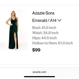 Azazie Sora Bridesmaid Dress in Emerald Velvet